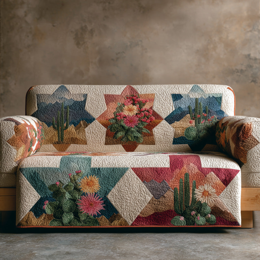 Canyon Starflower Quilted Sofa Cover Cozy Home Room Decor Gifts For New Homes - Tradiviet