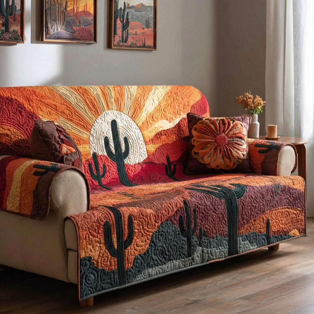 Canyon Sunburst Quilted Sofa Cover Living Room Decor Sun Gifts For Her - Tradiviet