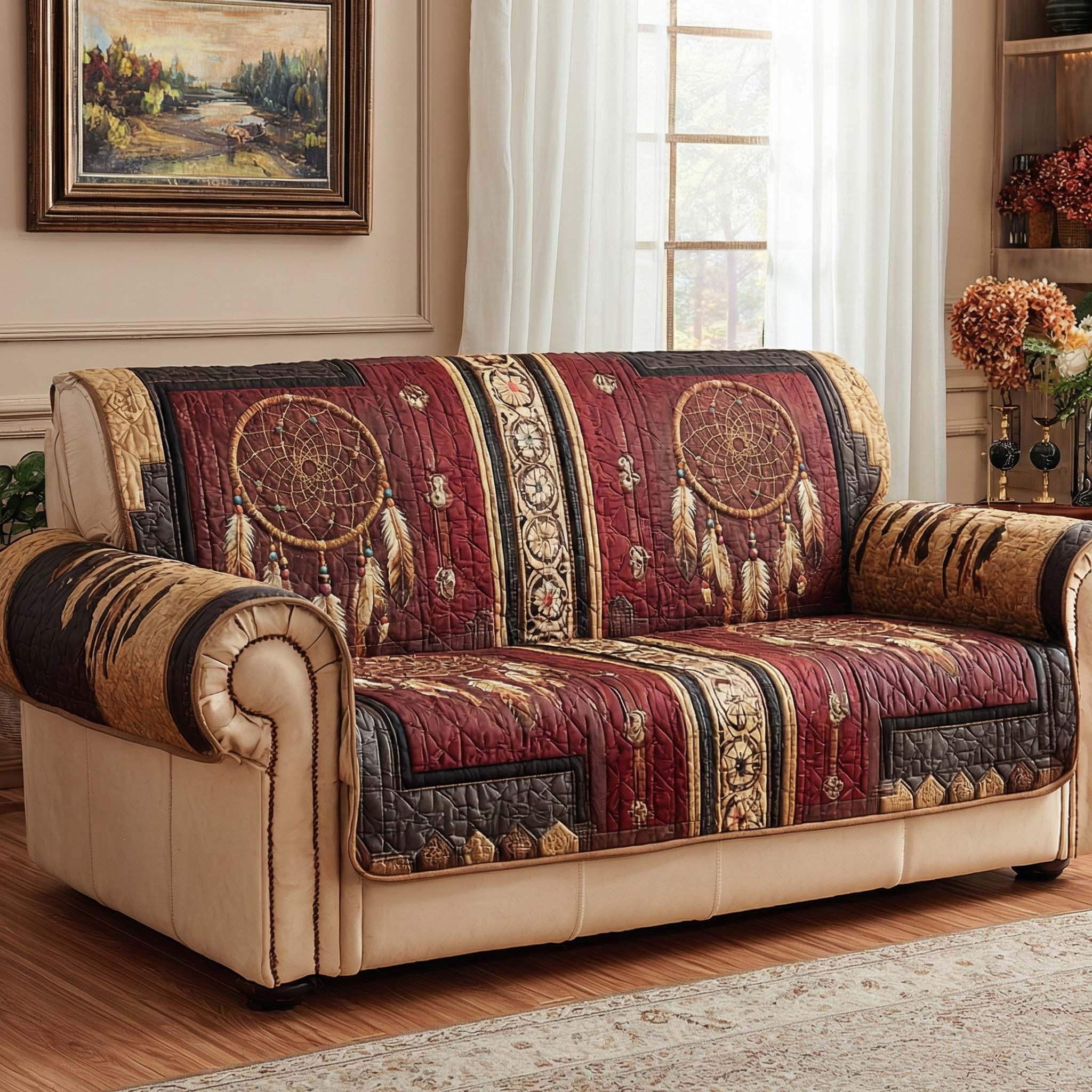 Canyon Talisman Quilted Sofa Cover Chic Home Room Decor Unique Housewarming Gift Ideas - Tradiviet