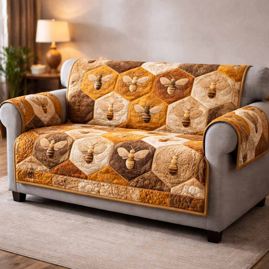 Caramel Comb Quilted Sofa Cover Good Sofa Covers Bee Items Gifts - Tradiviet