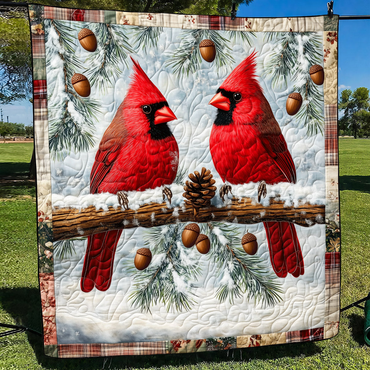 Cardinal Couple Quilted Blanket Home Decor Ideas Gift For Bestie - Tradiviet