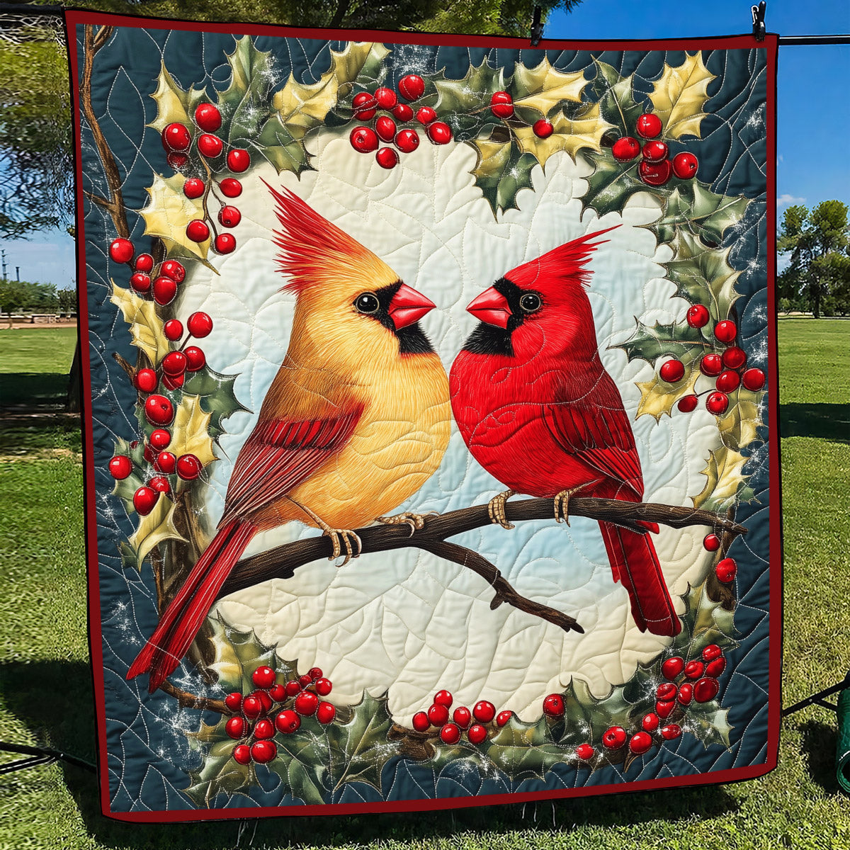 Cardinal Cuddle Quilted Blanket Indoor Decorations Gift For Family - Tradiviet