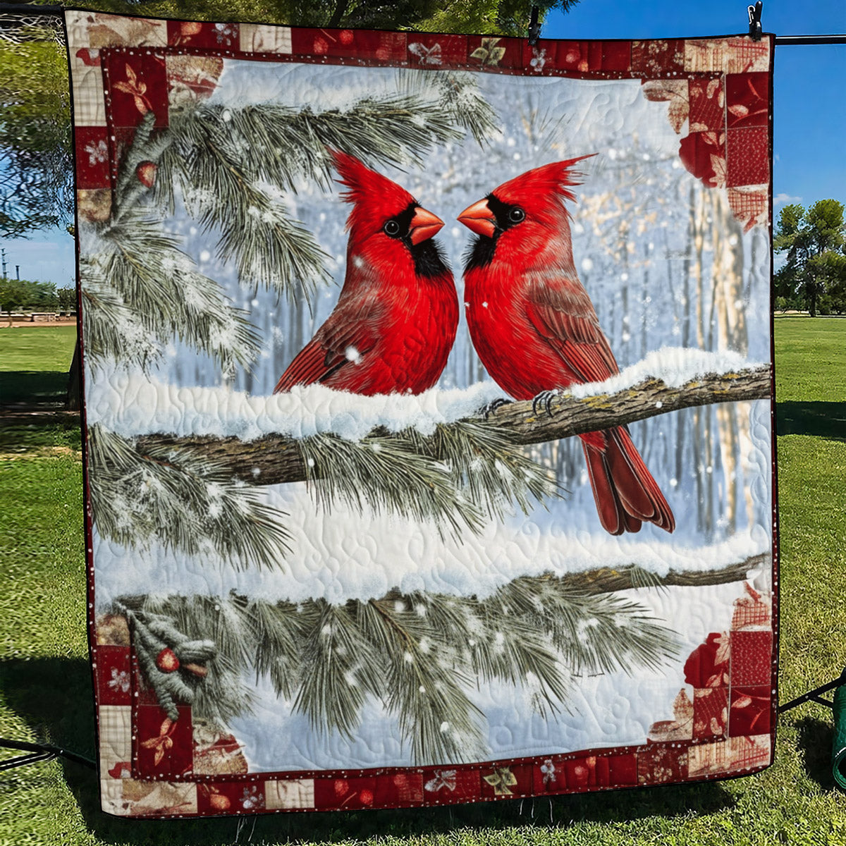 Cardinal Dreams Quilted Blanket Home Decor Gift For Parents - Tradiviet