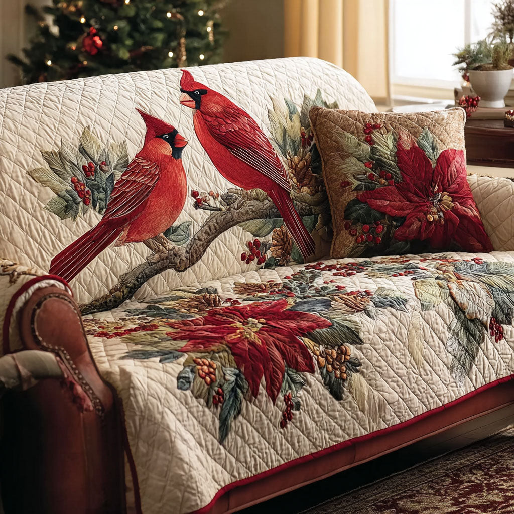 Cardinal Grace Quilted Sofa Cover Christmas Decor Cardinal Gifts For Men - Tradiviet