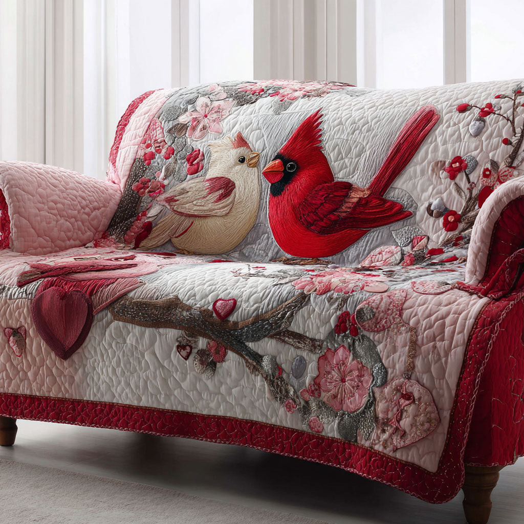 Cardinal Harmony Quilted Sofa Cover Living Room Decor Ideas Cardinal Bird Gifts - Tradiviet