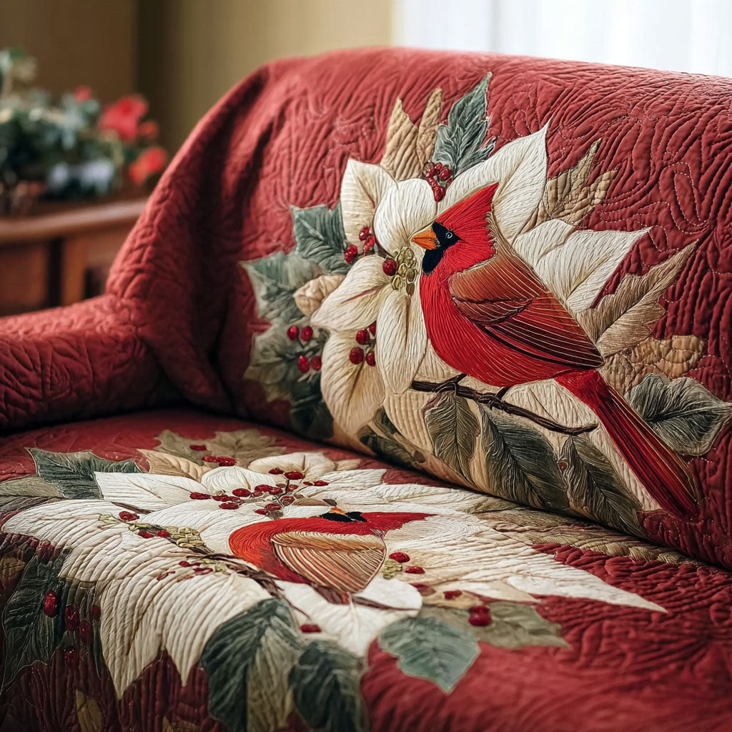Cardinal Haven Quilted Sofa Cover Christmas Home Decor Unique Cardinal Bird Gifts - Tradiviet