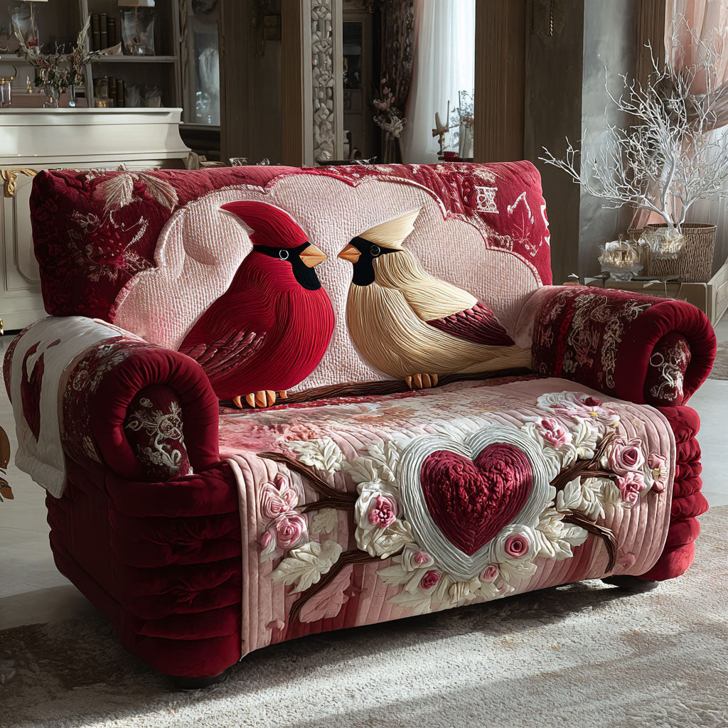 Cardinal Love Quilted Sofa Cover Couch Slipcovers Cardinal Themed Gifts - Tradiviet
