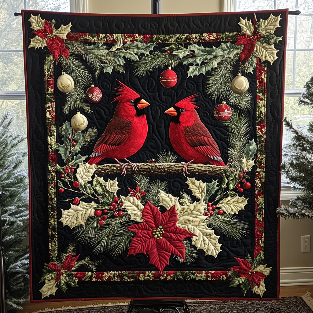 Cardinal Nestle Quilted Blanket Holiday Living Decorations Gift For Teacher - Tradiviet