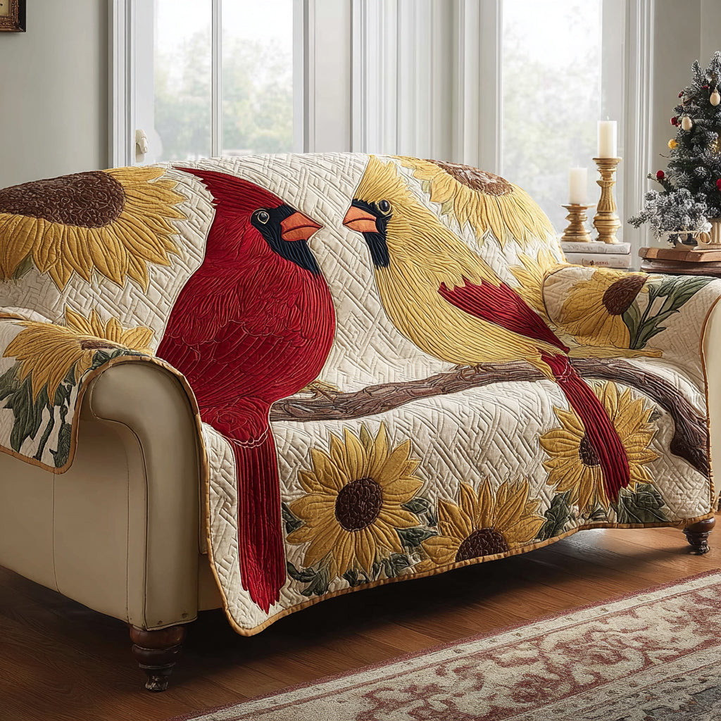 Cardinal Sunflower Serenade Quilted Sofa Cover Best Slipcovered Sofas Best Cardinal Gift Items - Tradiviet