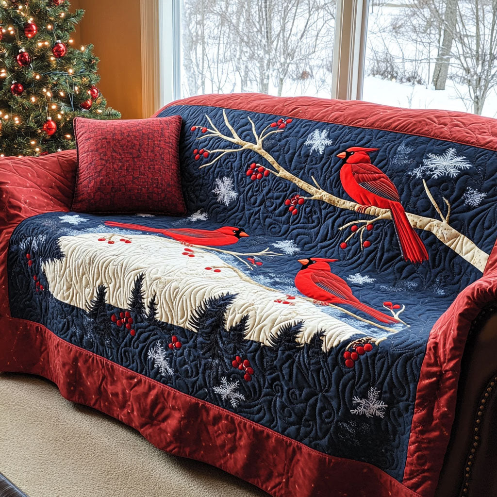 Cardinal Whisper Quilted Sofa Cover Christmas Decorations Indoor Cardinal Gifts For Dad - Tradiviet