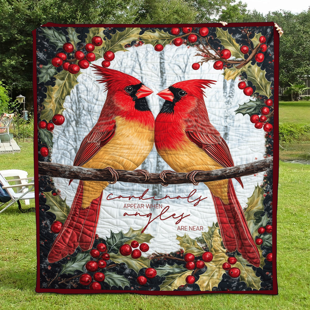 Cardinals Appear When Angels Are Near Art Quilted Blanket Holiday Room Decor Gift For Decor - Tradiviet