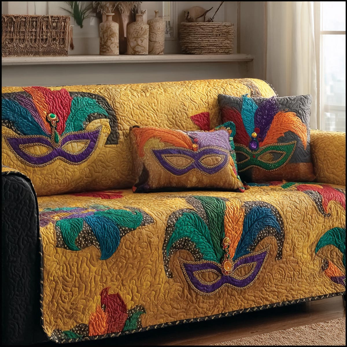 Carnival Spirit Quilted Sofa Cover The Best Sofa Covers Mardi Gras Themed Gifts - Tradiviet