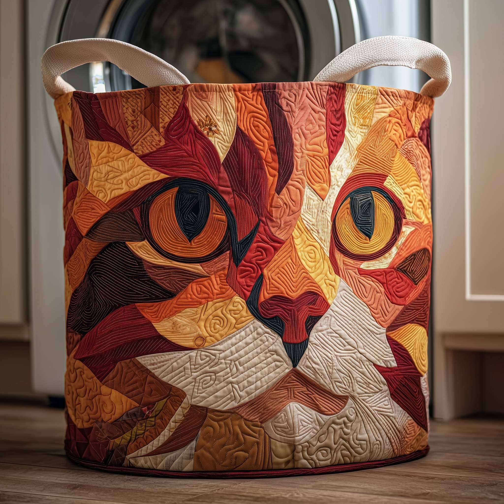 Cat Autumn Quilted Laundry Basket Cute Animal Laundry Hamper Gifts For Cat Lovers - Tradiviet