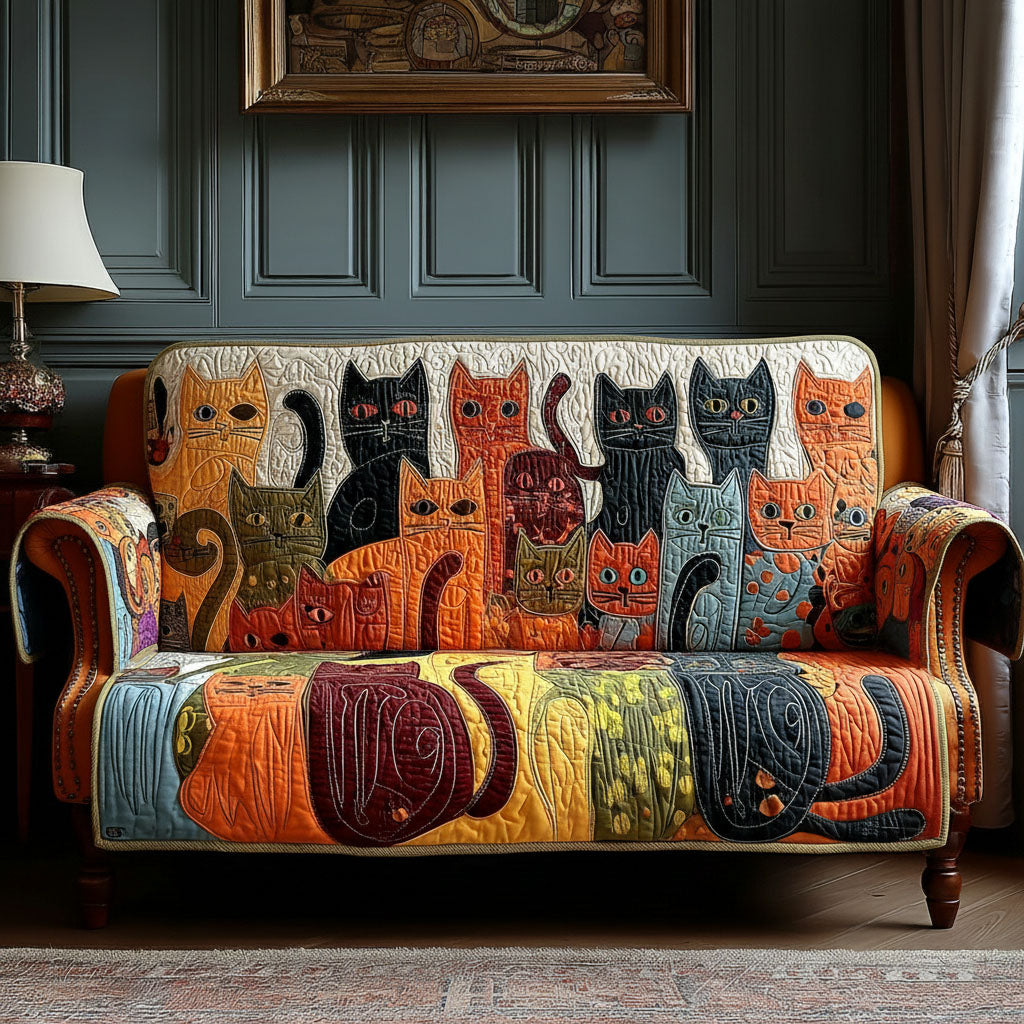 Cat Collage Quilted Sofa Cover Table Room Decor Cat Presents For Cat Lovers - Tradiviet