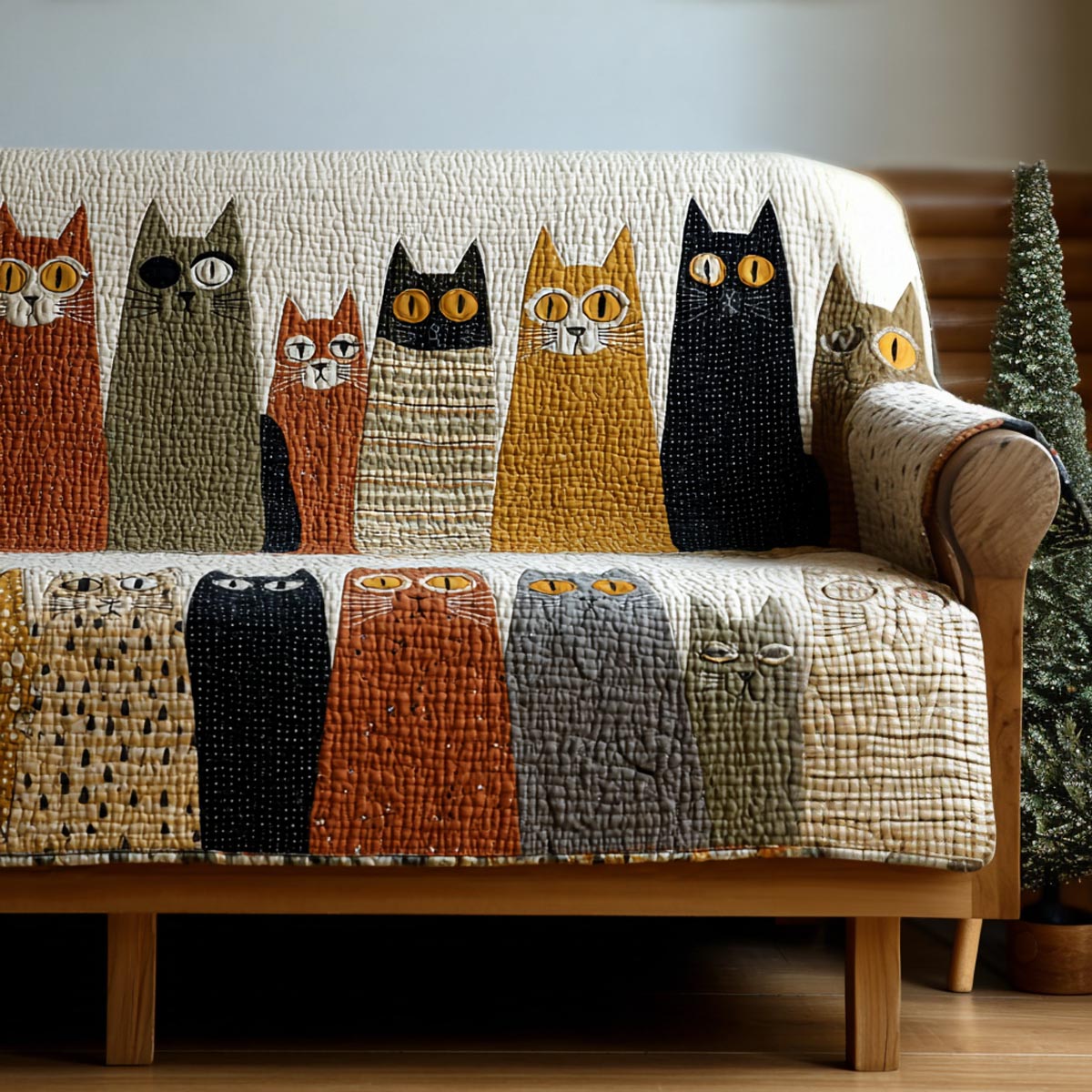 Cat Companions Quilted Sofa Cover Aesthetic Room Decor Cat Presents Gift - Tradiviet