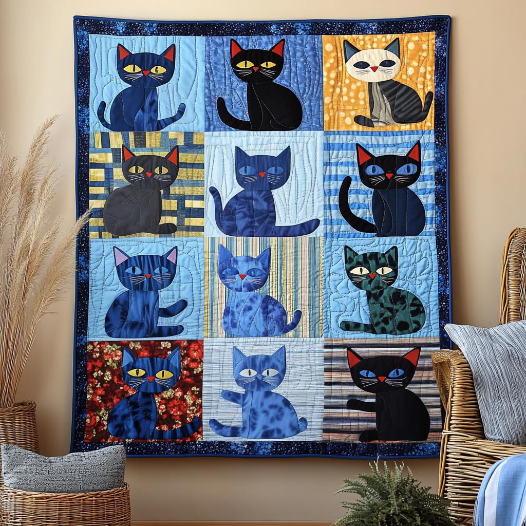 Cat Dreamland Quilted Blanket American 250 Years Birthday Patriotic Gifts For Him - Tradiviet