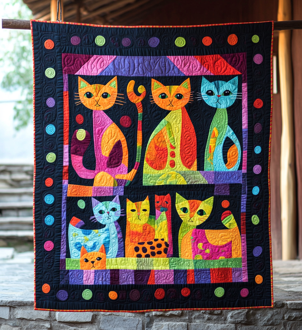 Cat Fantasy Quilted Blanket Best 4Th Of July Patriotic Gift Ideas - Tradiviet