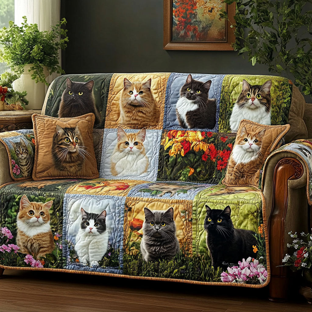 Cat Garden Quilted Sofa Cover Wall Room Decor Gifts For A Cat Lover - Tradiviet