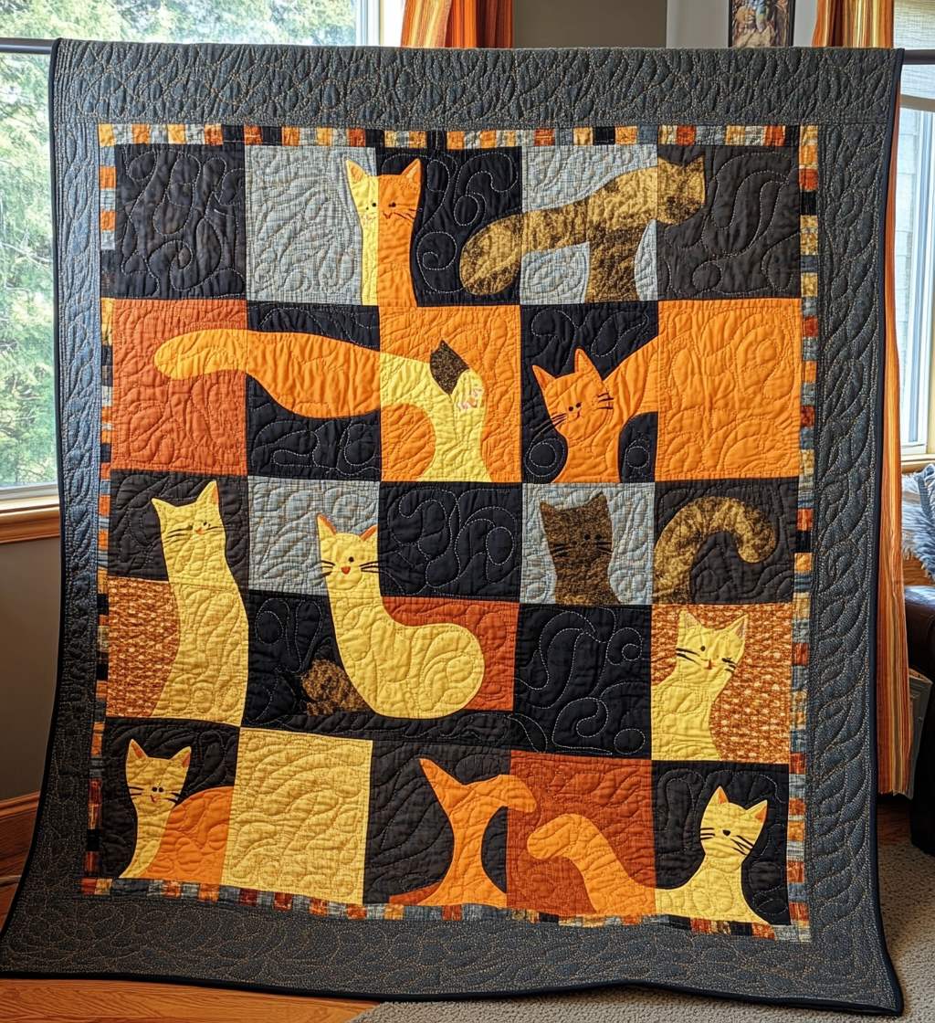 Cat Liquid Quilted Blanket Independence Day Unique Patriotic Gifts - Tradiviet