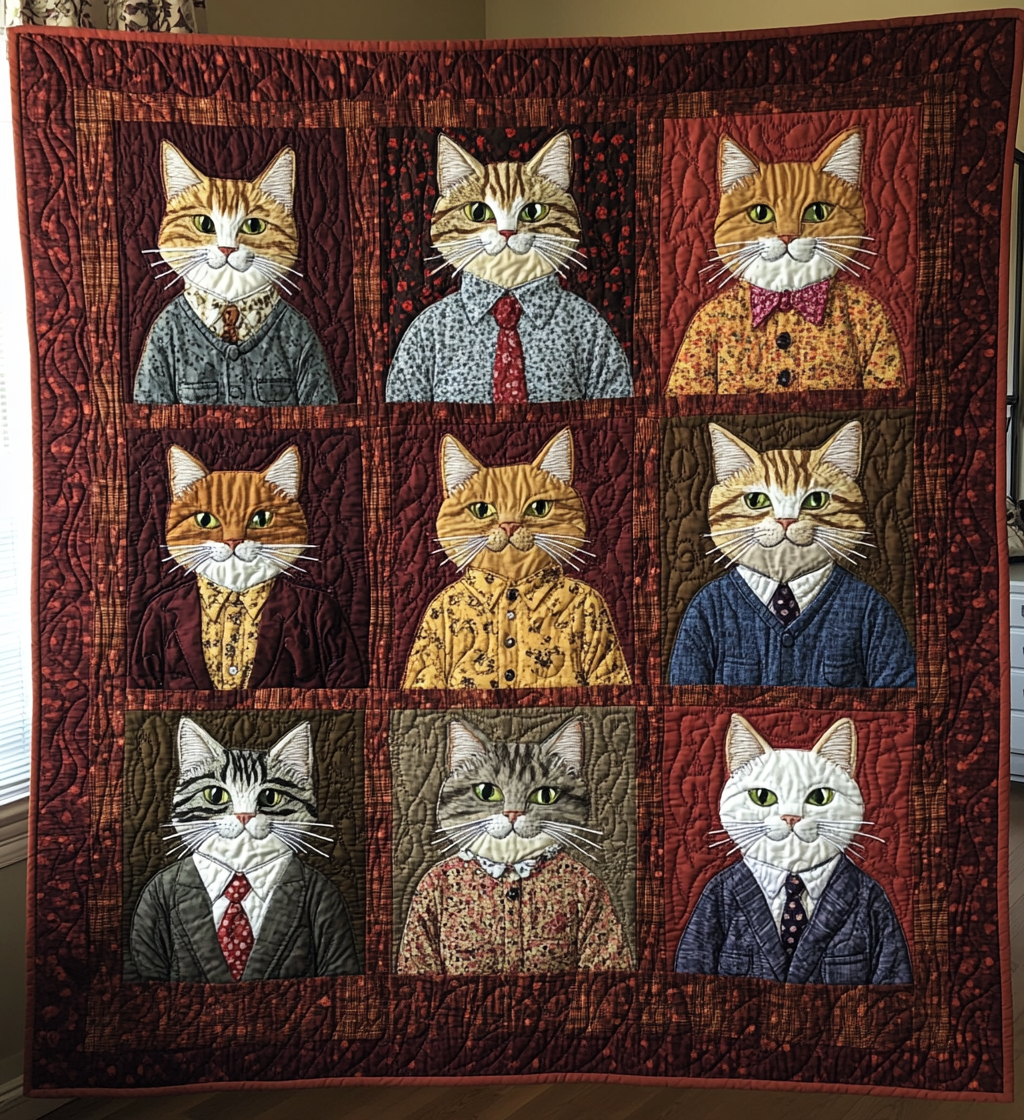 Cat Office Quilted Blanket USA 250 Years Of Independence Gifts For Independence Day - Tradiviet