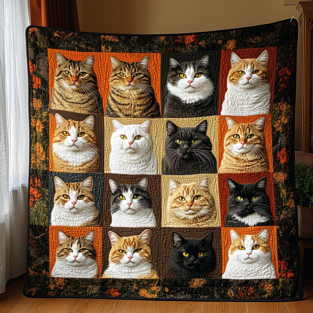 Cat Parade Quilted Blanket USA 250 Years Strong Gift for Decor Home - Tradiviet