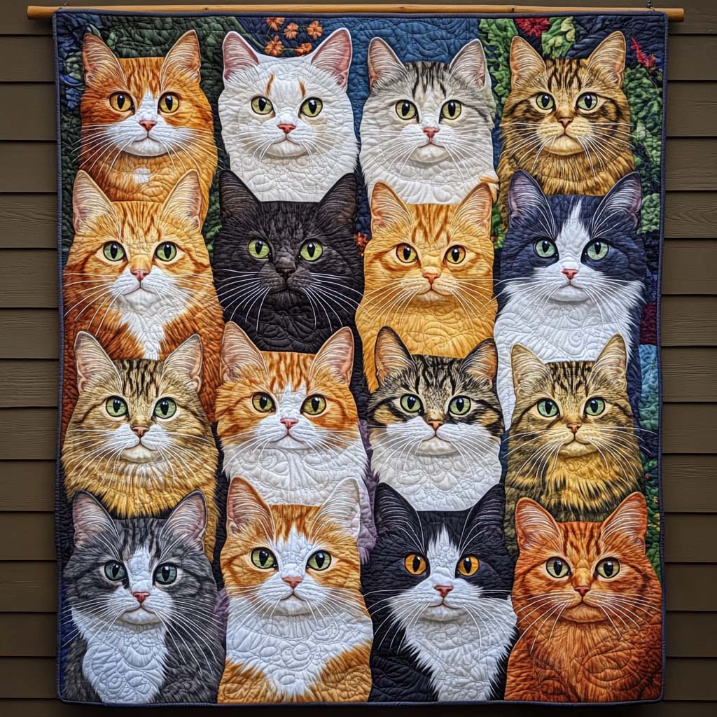 Cat Portraits Quilted Blanket USA 250Th Anniversary Gift For Mom - Tradiviet