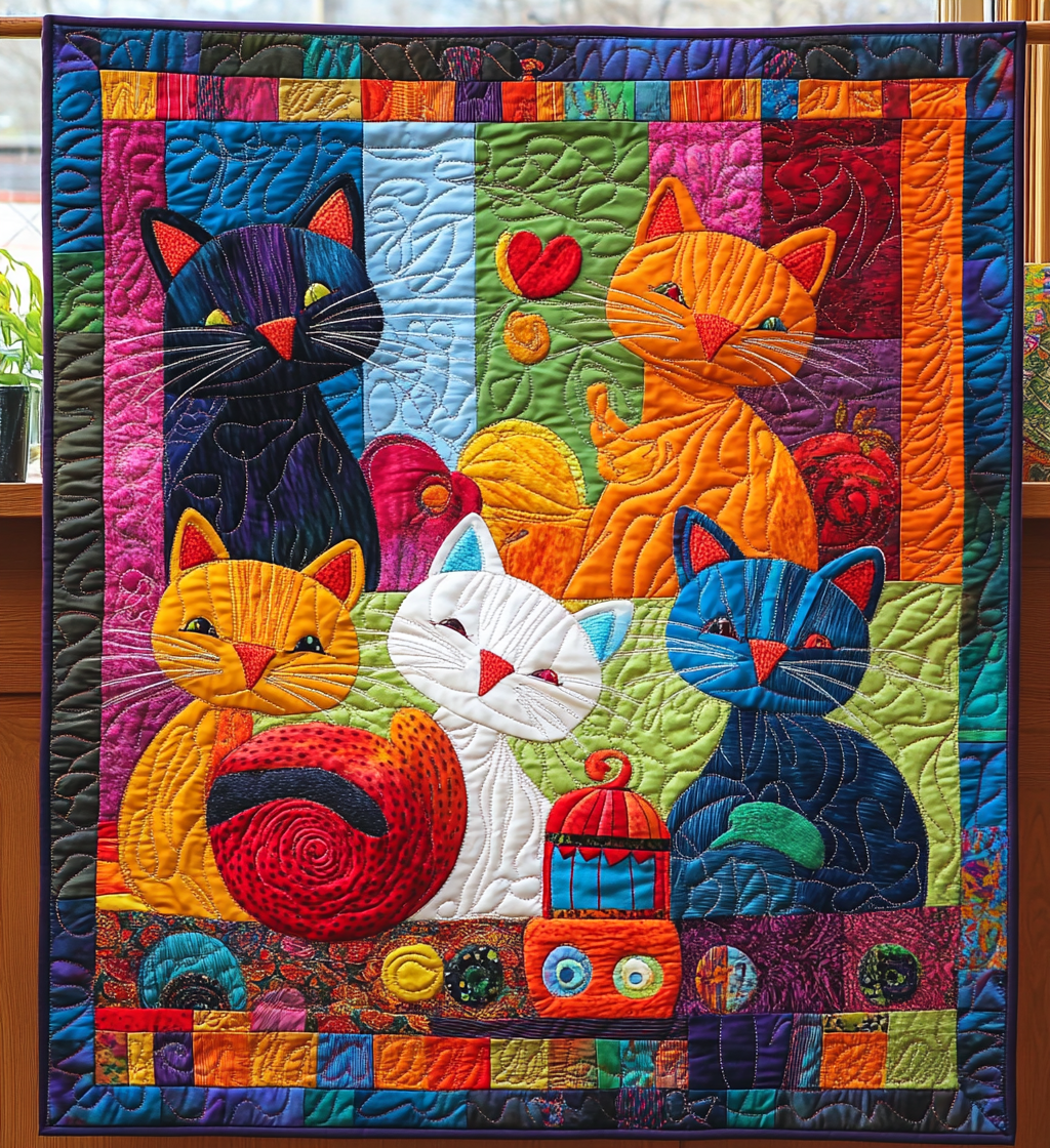 Cat Song Quilted Blanket Celebrating USA 250 Gift For Wife - Tradiviet