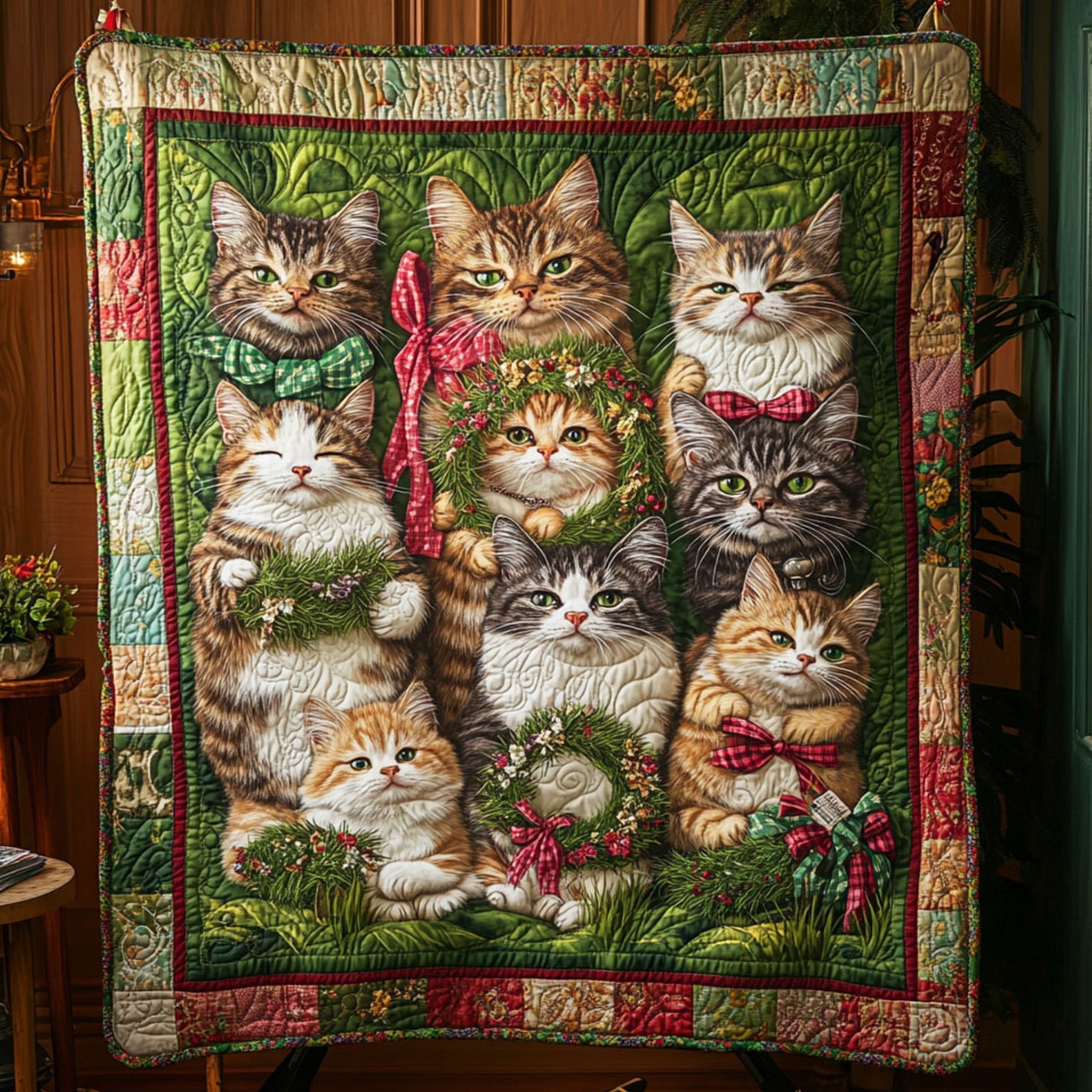Cat-tastic Gathering Quilted Blanket Indoor Decorations Gift For Uncle - Tradiviet