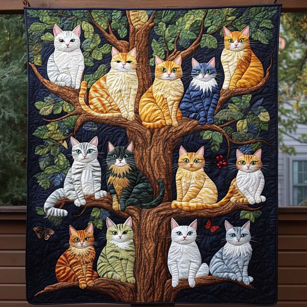 Cat Tree Quilted Blanket 7th July 1776-2026 Gift For Husband - Tradiviet