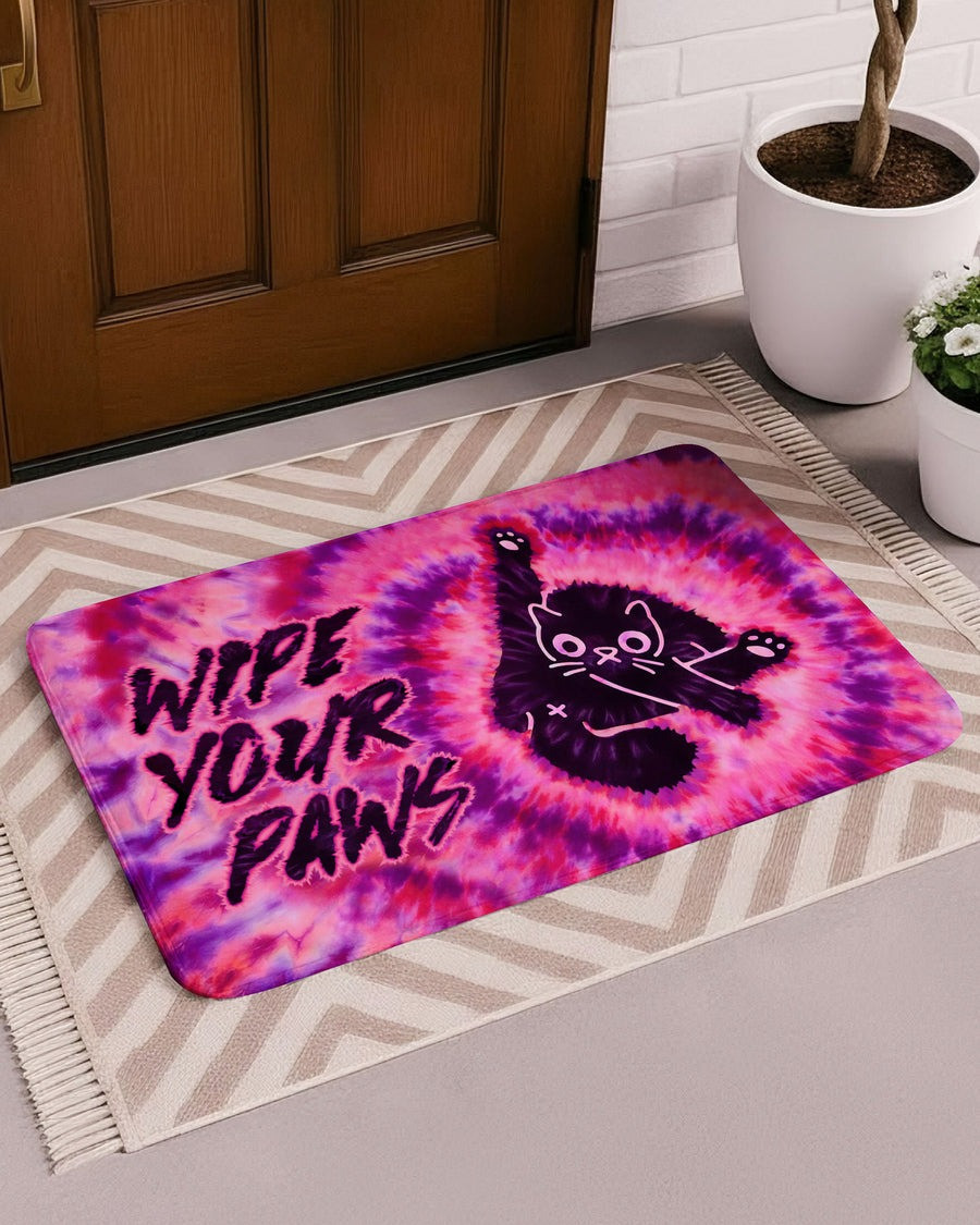 Cat Wipe Your Paws Tie Dye Doormat Funny Cat Butt Welcome Mats Gifts Ideas For Cat Lovers - Tradiviet