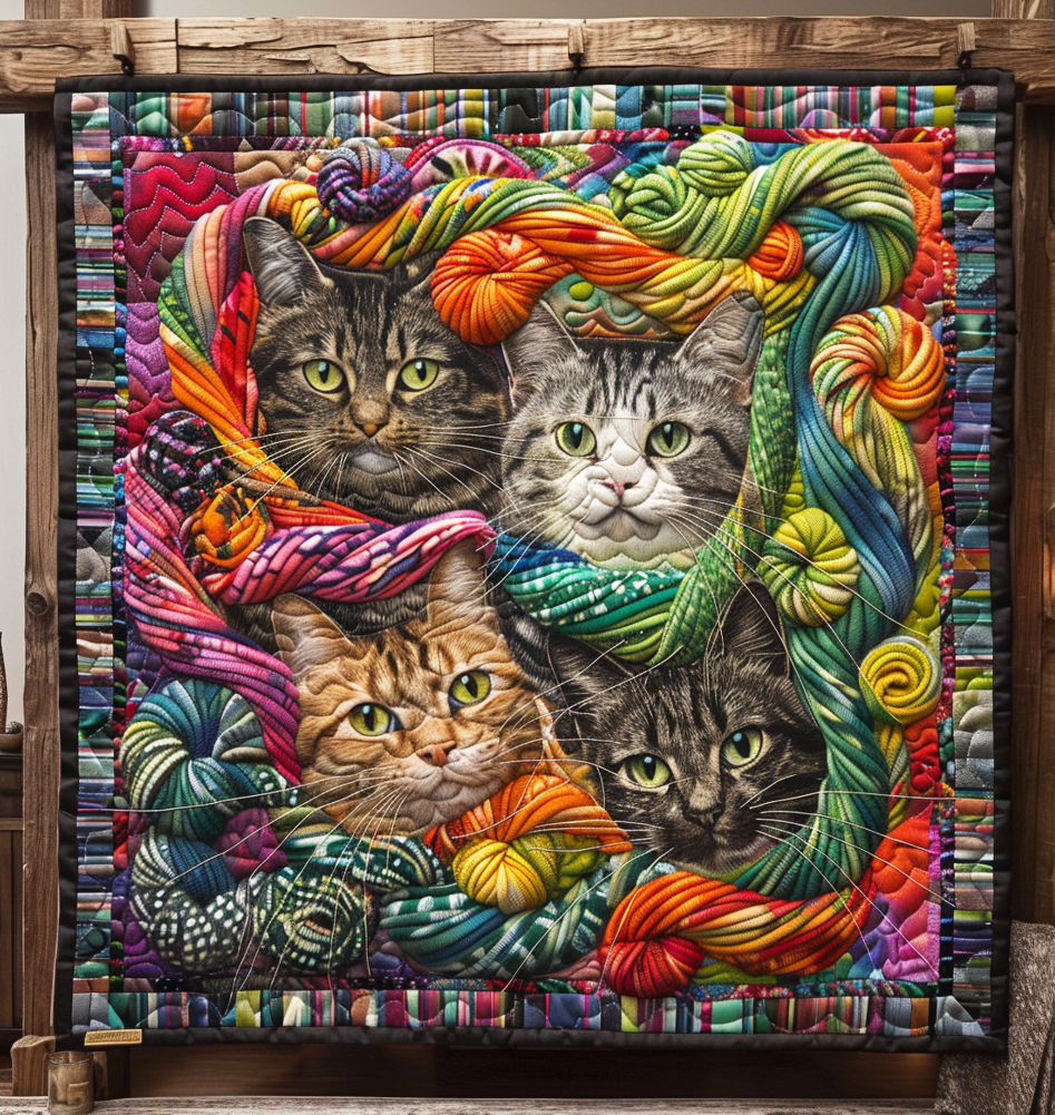 Cat Wool Wonderland Quilted Blanket 250th Anniversary Of Independence Gift For Sister - Tradiviet