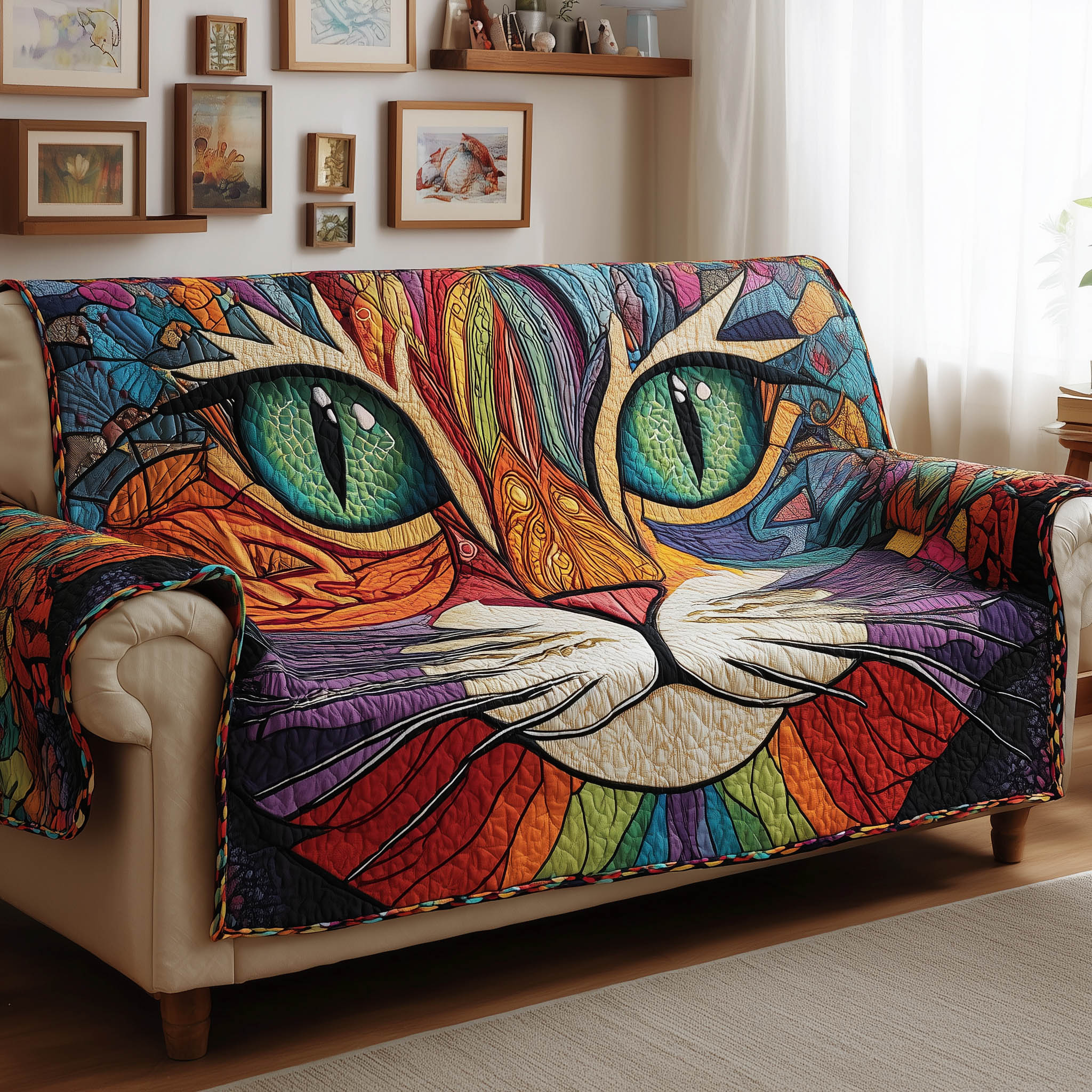 Catitude Quilted Sofa Cover Cat Home Couch Cover Cute Room Decor Finds - Tradiviet