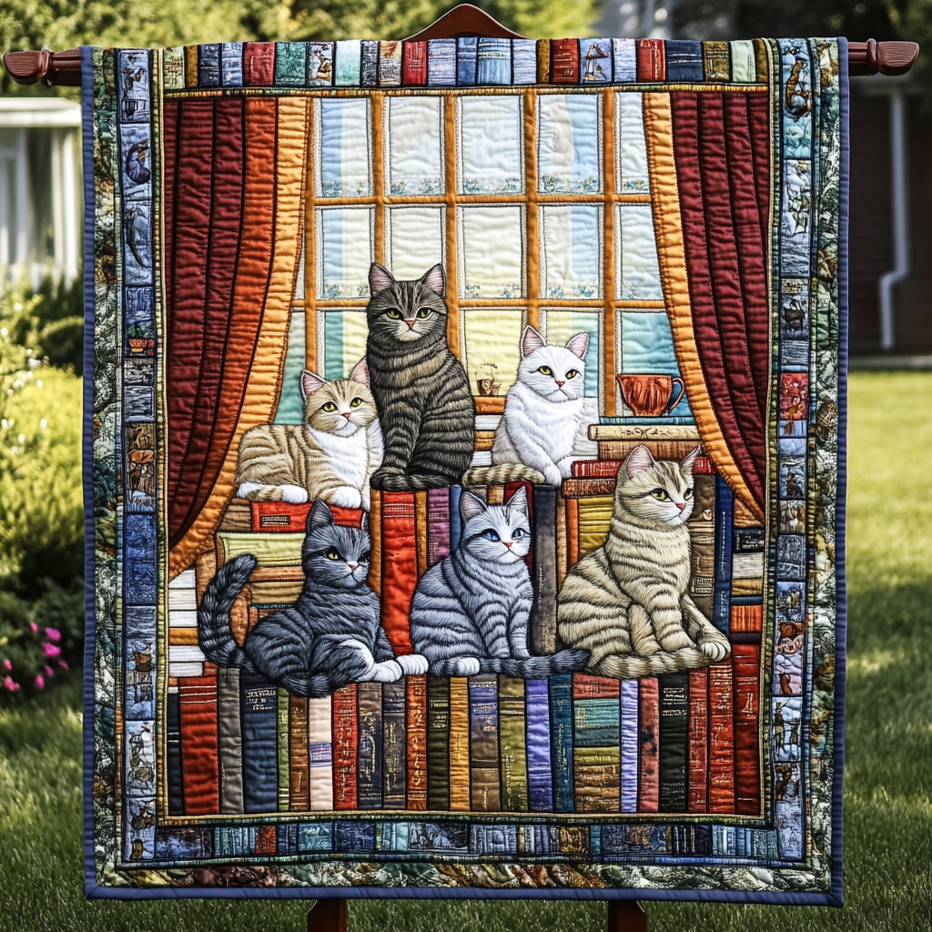 Catnap Chronicles Quilted Blanket Holiday Home Decor Gift For Couple - Tradiviet