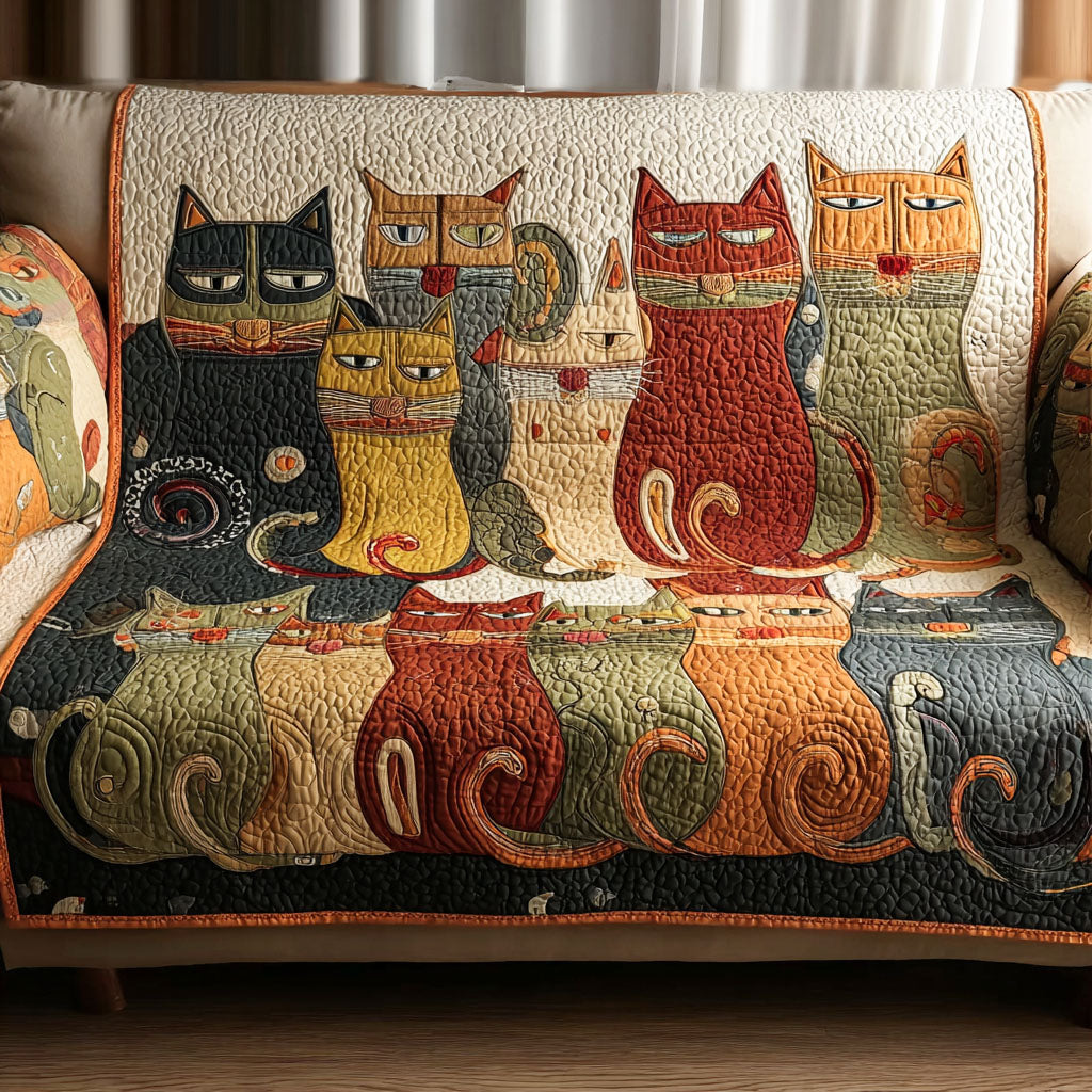 Catnap Comfort Quilted Sofa Cover Chic Home Room Decor Unique Cat Gifts For Cat Lovers - Tradiviet
