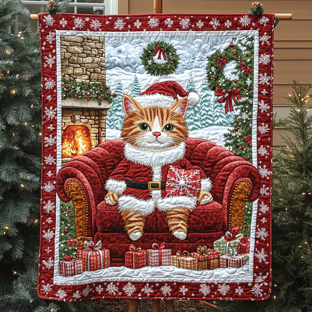 Catnip Christmas Joy Quilted Blanket Living Room Ideas Gift For Men - Tradiviet