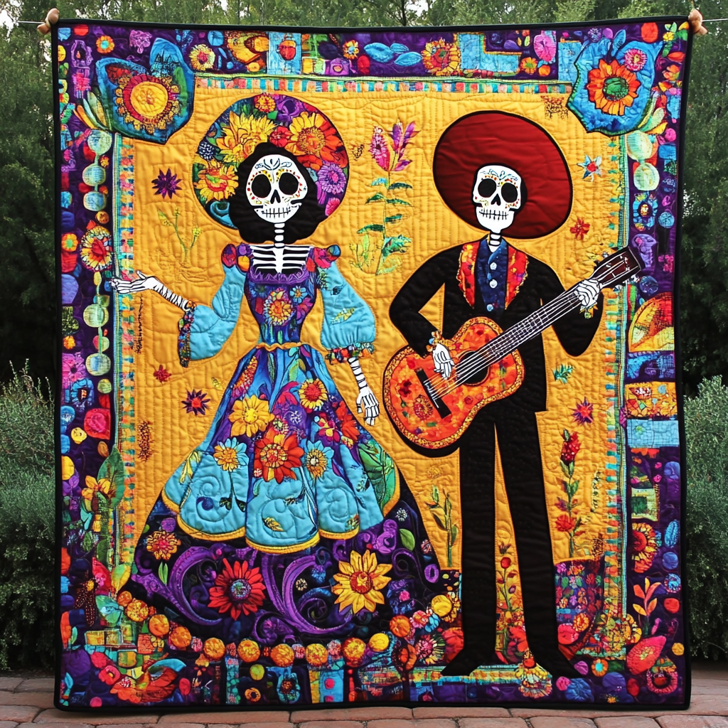 Catrina And Charro Quilted Blanket Home Good Decoration Gift For Teacher - Tradiviet