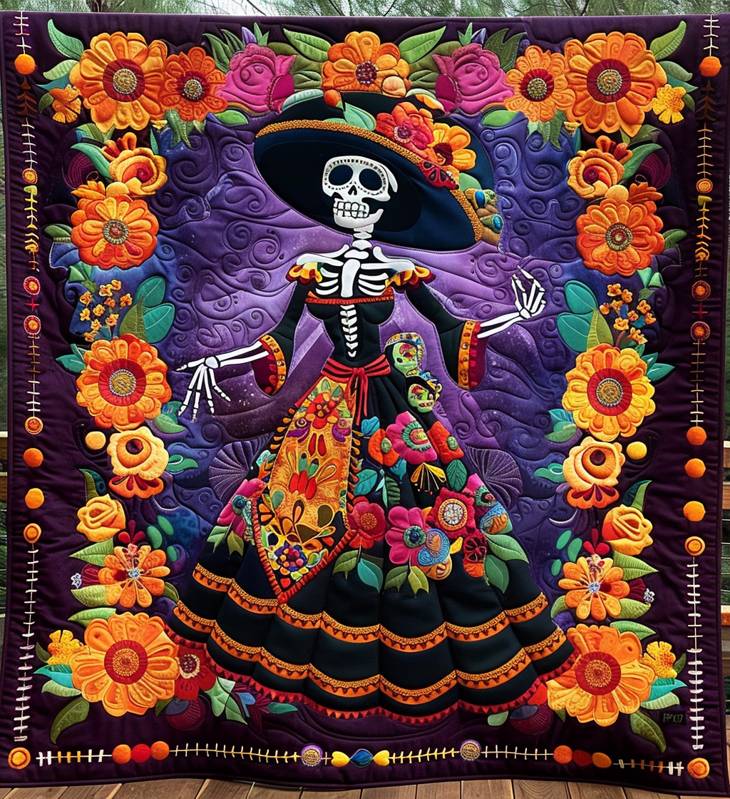 Catrina Garden Quilted Blanket Room Decorations Gift For Coworker - Tradiviet