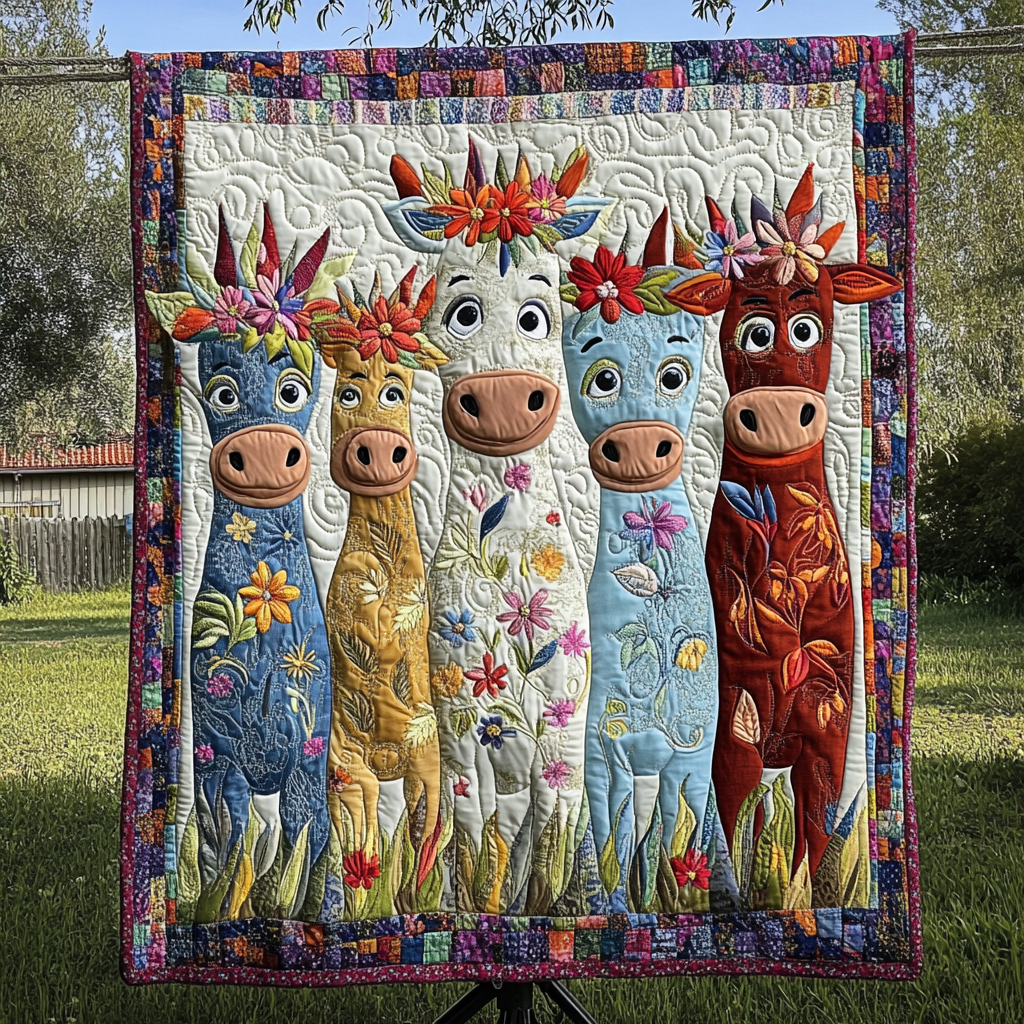 Cattle Charm Quilted Blanket Autumn Inspired Bedroom Gift For Rustic Decor - Tradiviet