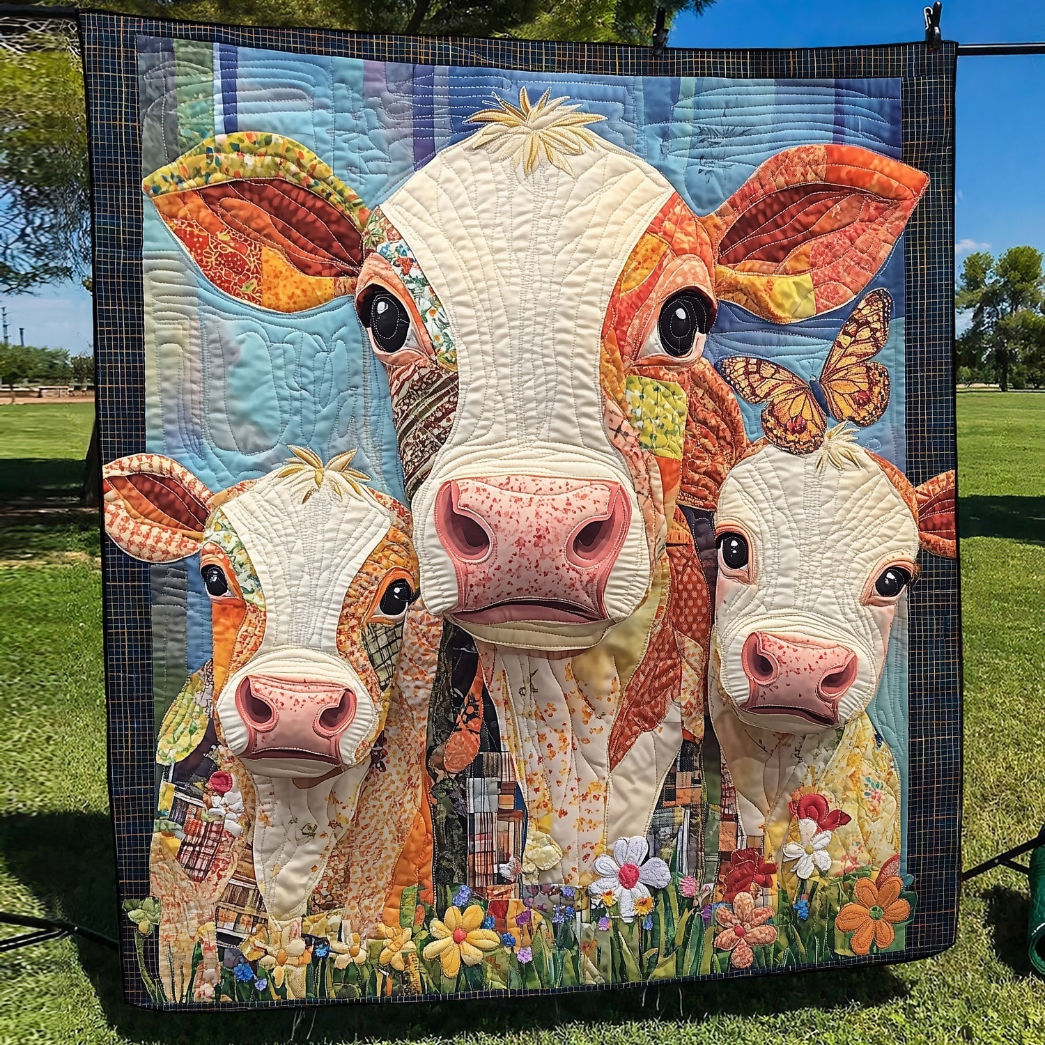 Cattle Charm Quilted Blanket Bohemian Bedroom Furniture Gift For Boho Decor - Tradiviet