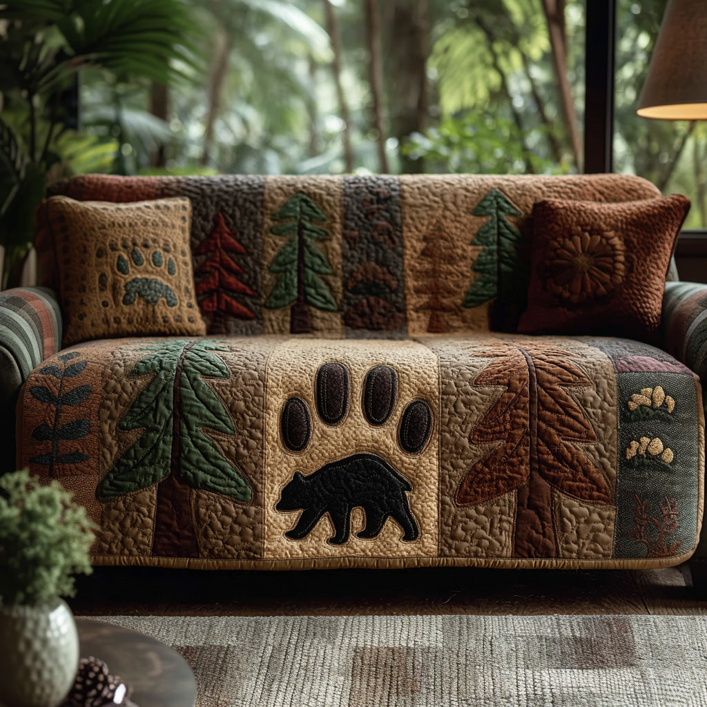 Cedar Grove Bear Quilted Sofa Cover Indoor Home Room Decor Bear Boyfriend Gift Ideas - Tradiviet