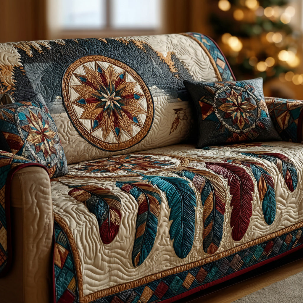 Cedar Sky Dream Quilted Sofa Cover Minimalist Home Room Decor Best Room Decor Gifts - Tradiviet