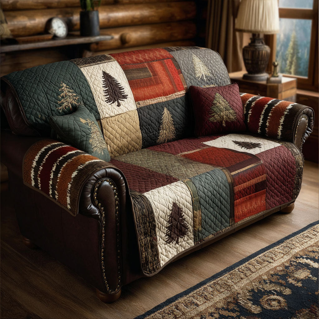 Cedar Trail Homestead Quilted Sofa Cover Rustic Room Decor Gifts For New Homes - Tradiviet