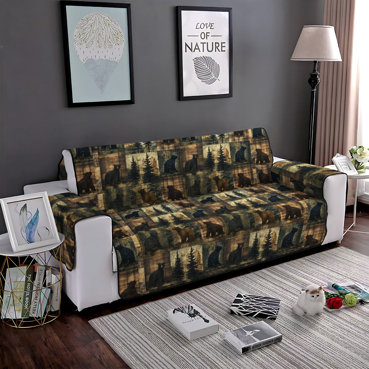 Cedar Trails Quilted Sofa Cover Room Room Decor Gift For Home Lover - Tradiviet