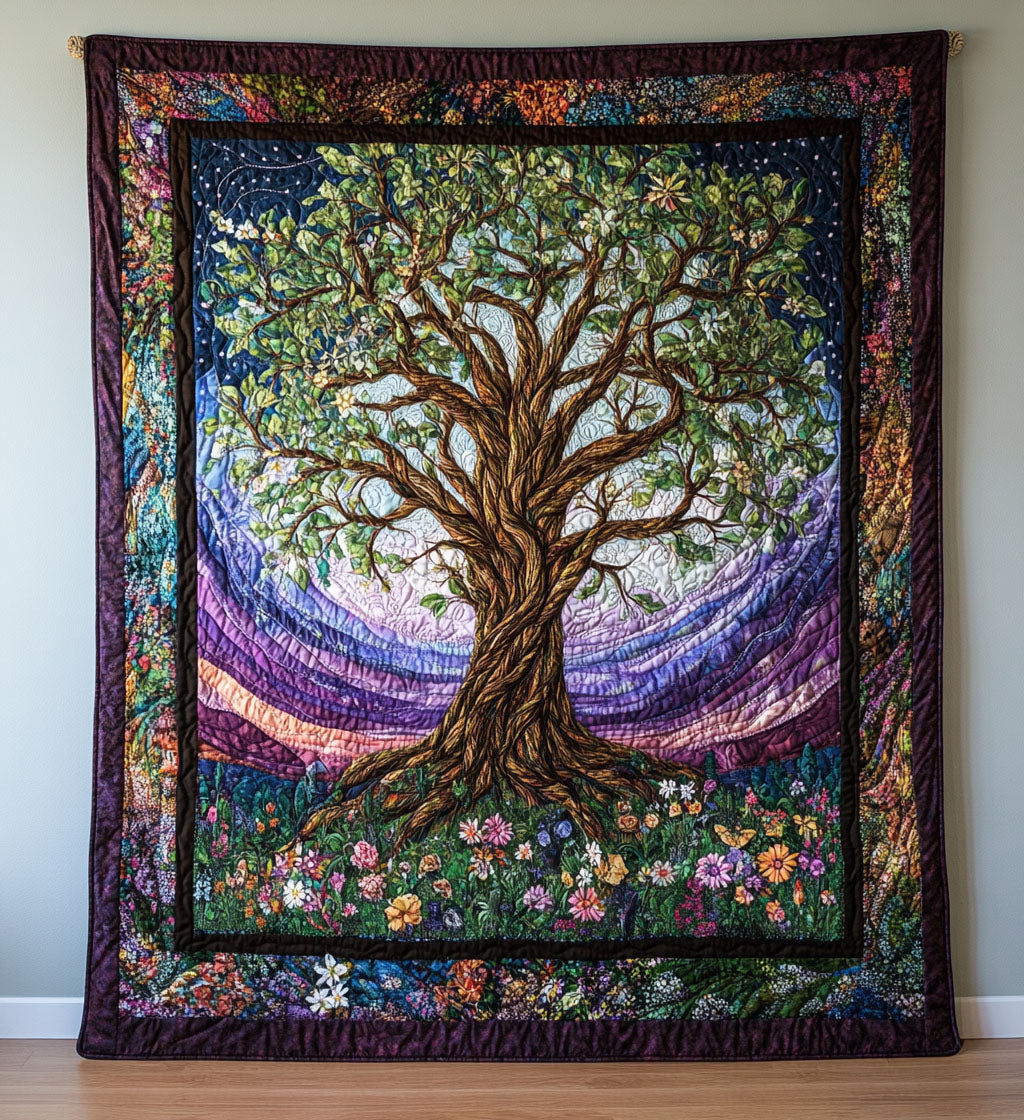 Celestial Bloom Quilted Blanket 1776 2026 Merch Gift For Housewarming - Tradiviet