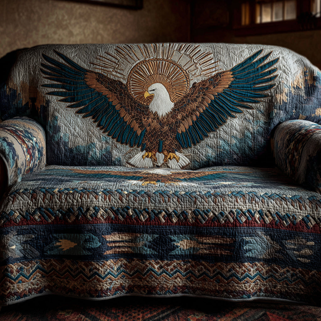 Celestial Eagle Quilted Sofa Cover Indoor Room Decor Unique Housewarming Gift Ideas - Tradiviet