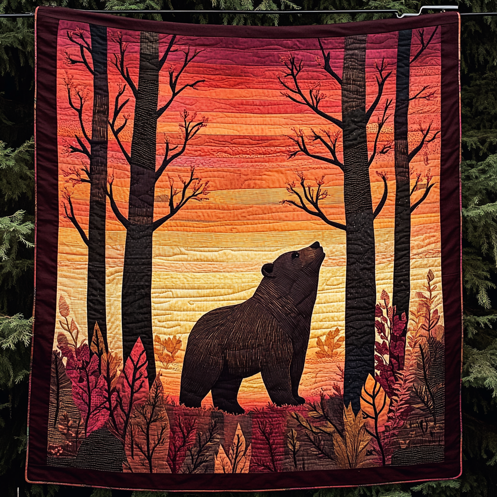Celestial Grizzly Quilted Blanket American 250 Years Birthday Patriotic Gifts For Her - Tradiviet