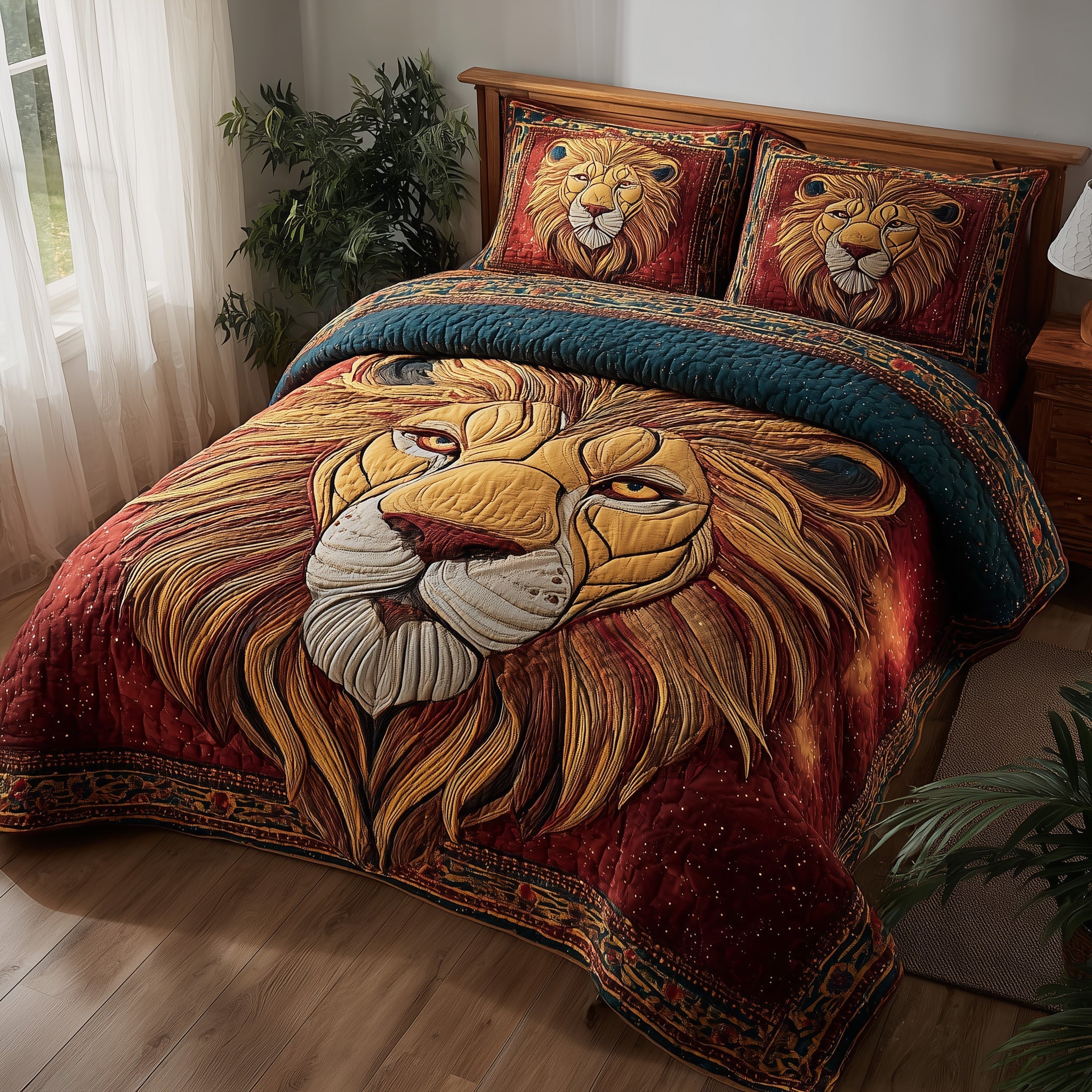 Celestial Lion Quilted Bedding Set Celestial Lion Serenity Gift For Celestial Lion - Tradiviet