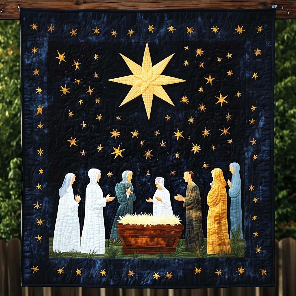 Celestial Nativity Quilted Blanket July 4 Decor Patriotic Themed Gifts - Tradiviet