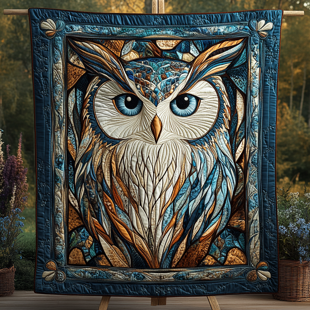 Celestial Owl Quilted Blanket America Patriotic Gift For Patriots - Tradiviet