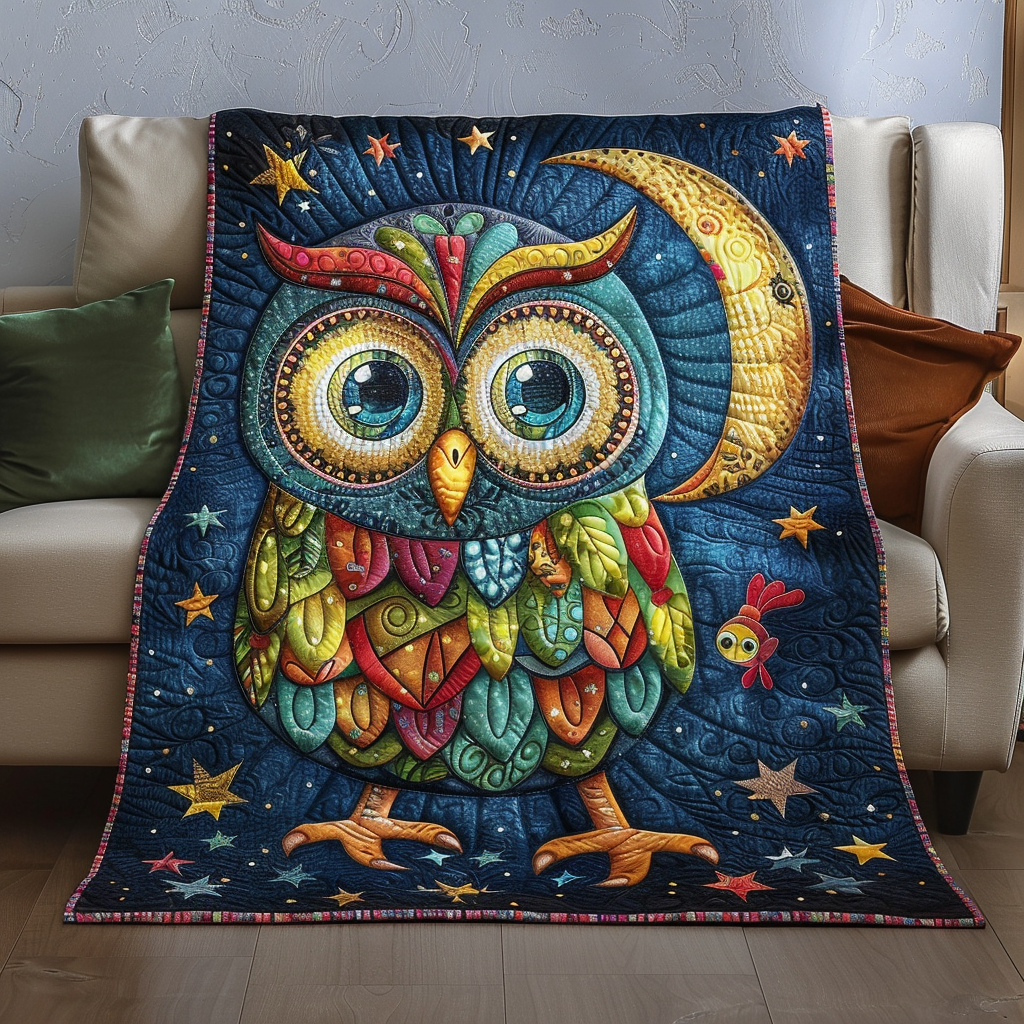 Celestial Owl Quilted Blanket USA 250 Years Of Defending Liberty Gifts For Independence Day - Tradiviet